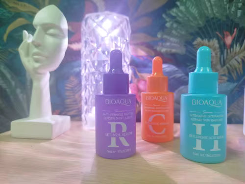 Removed from Shopify   BIOAQUA Ansiktsserum 3-pack - Vitamin C Retinol & Hyaluronsyra | Återfuktande & Lystergivande